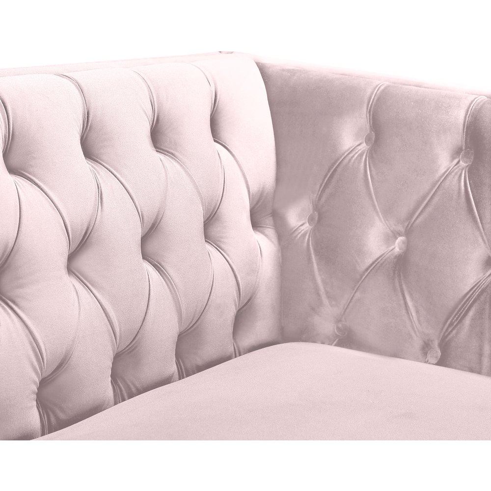 Michelle Pink Velvet Loveseat. Picture 5