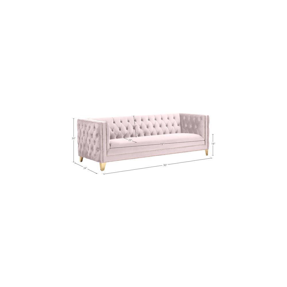 Michelle Pink Velvet Sofa. Picture 9