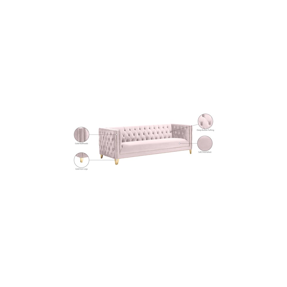Michelle Pink Velvet Sofa. Picture 10