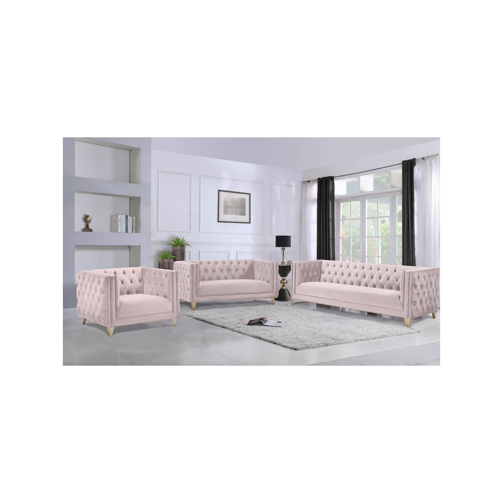 Michelle Pink Velvet Sofa. Picture 7