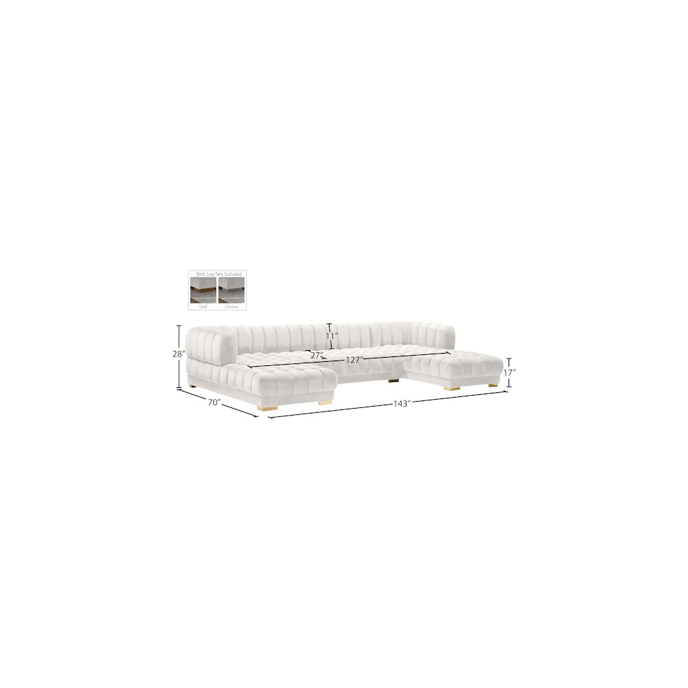 Gwen Cream Velvet 3pc. Sectional. Picture 15
