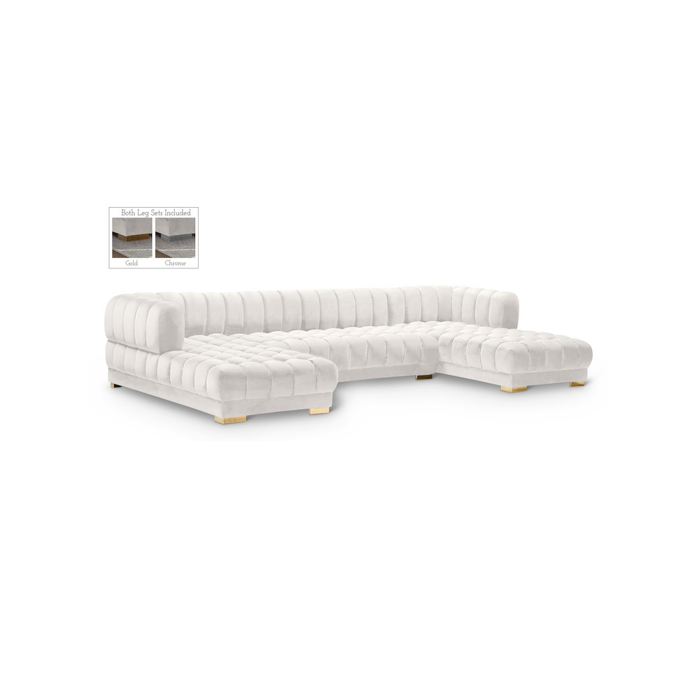 Gwen Cream Velvet 3pc. Sectional. Picture 1
