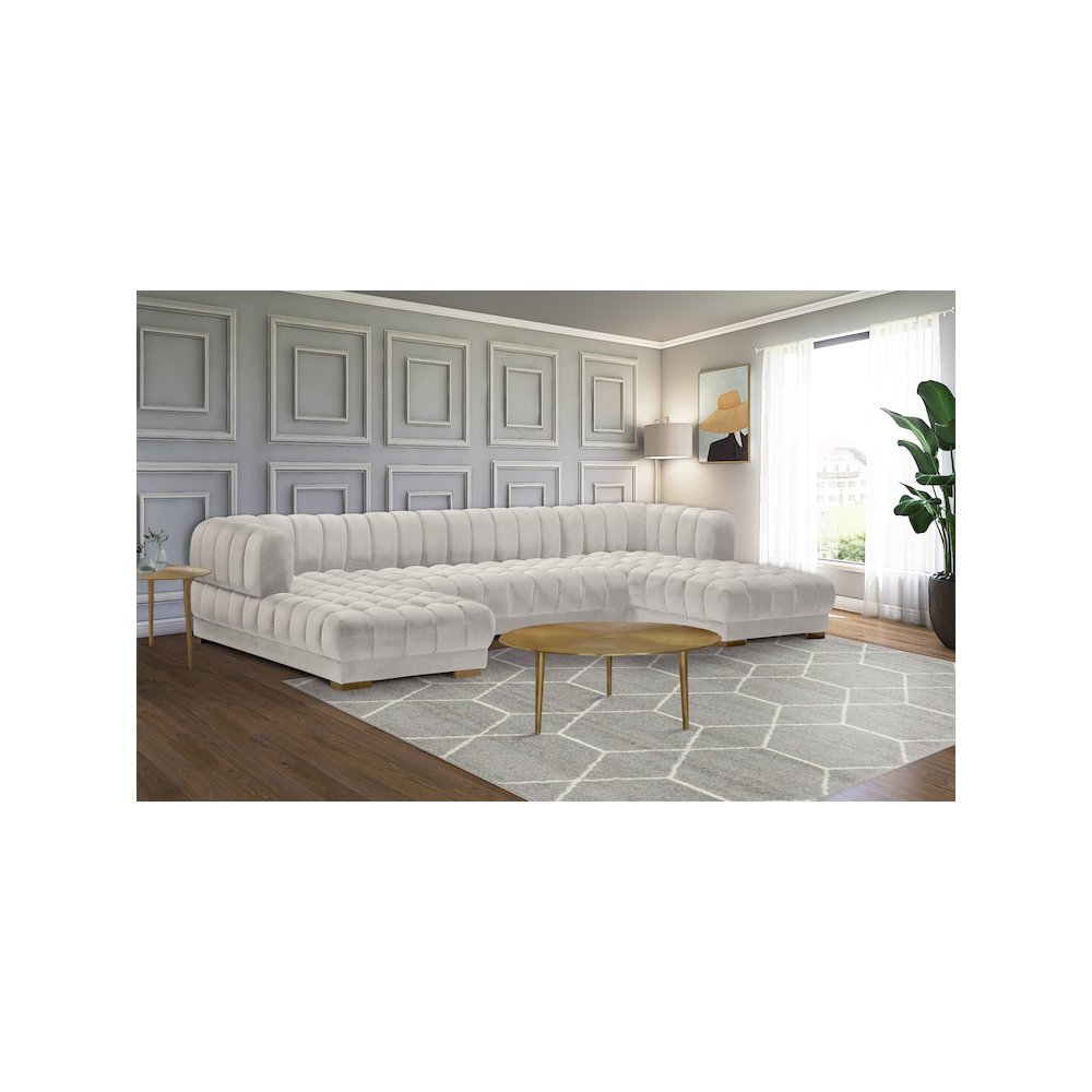 Gwen Cream Velvet 3pc. Sectional. Picture 2