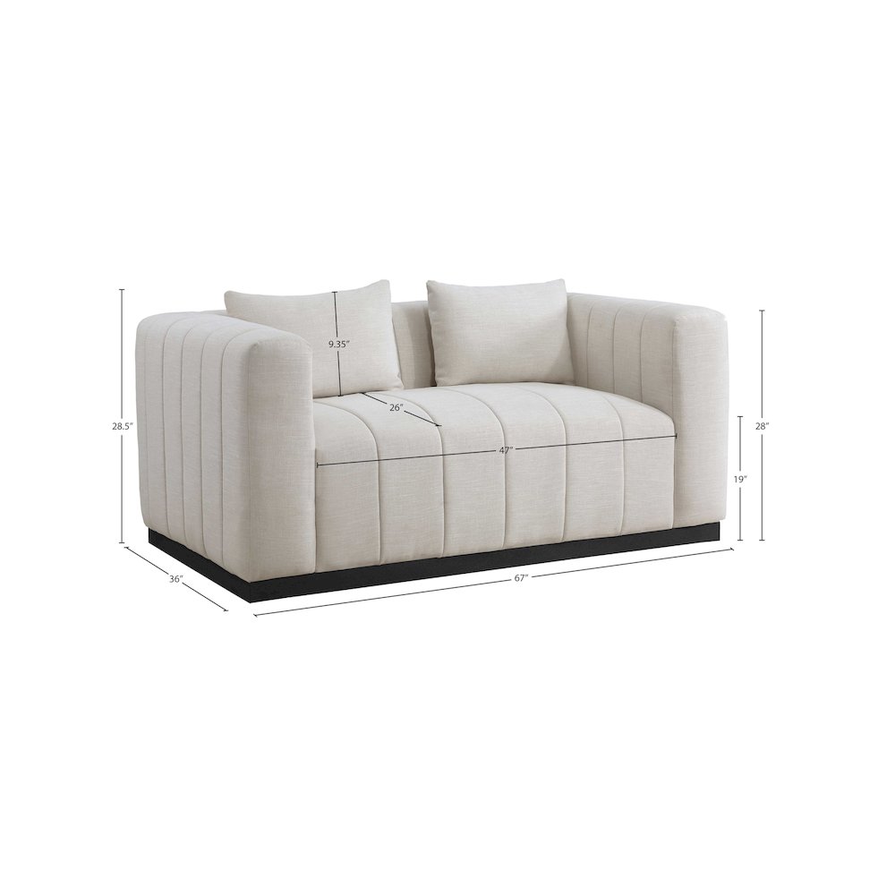 Lucia Beige Linen Textured Fabric Loveseat. Picture 7