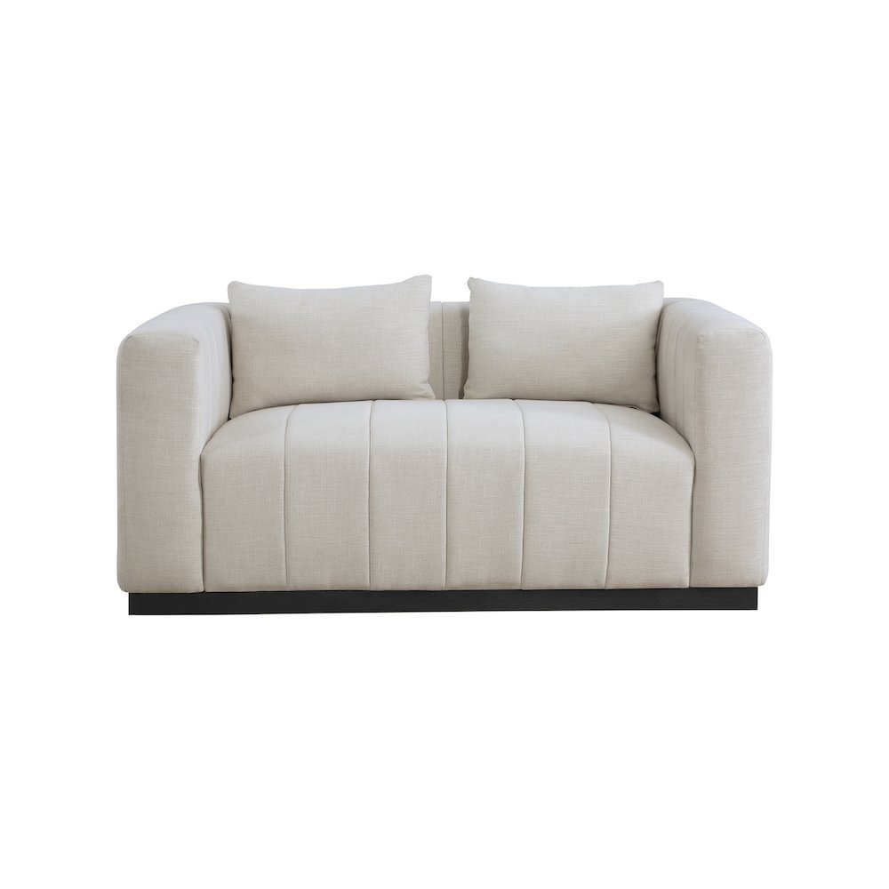 Lucia Beige Linen Textured Fabric Loveseat. Picture 3