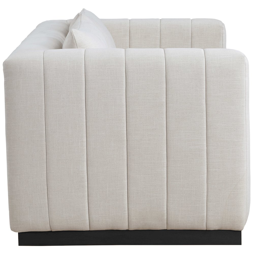 Lucia Beige Linen Textured Fabric Loveseat. Picture 4