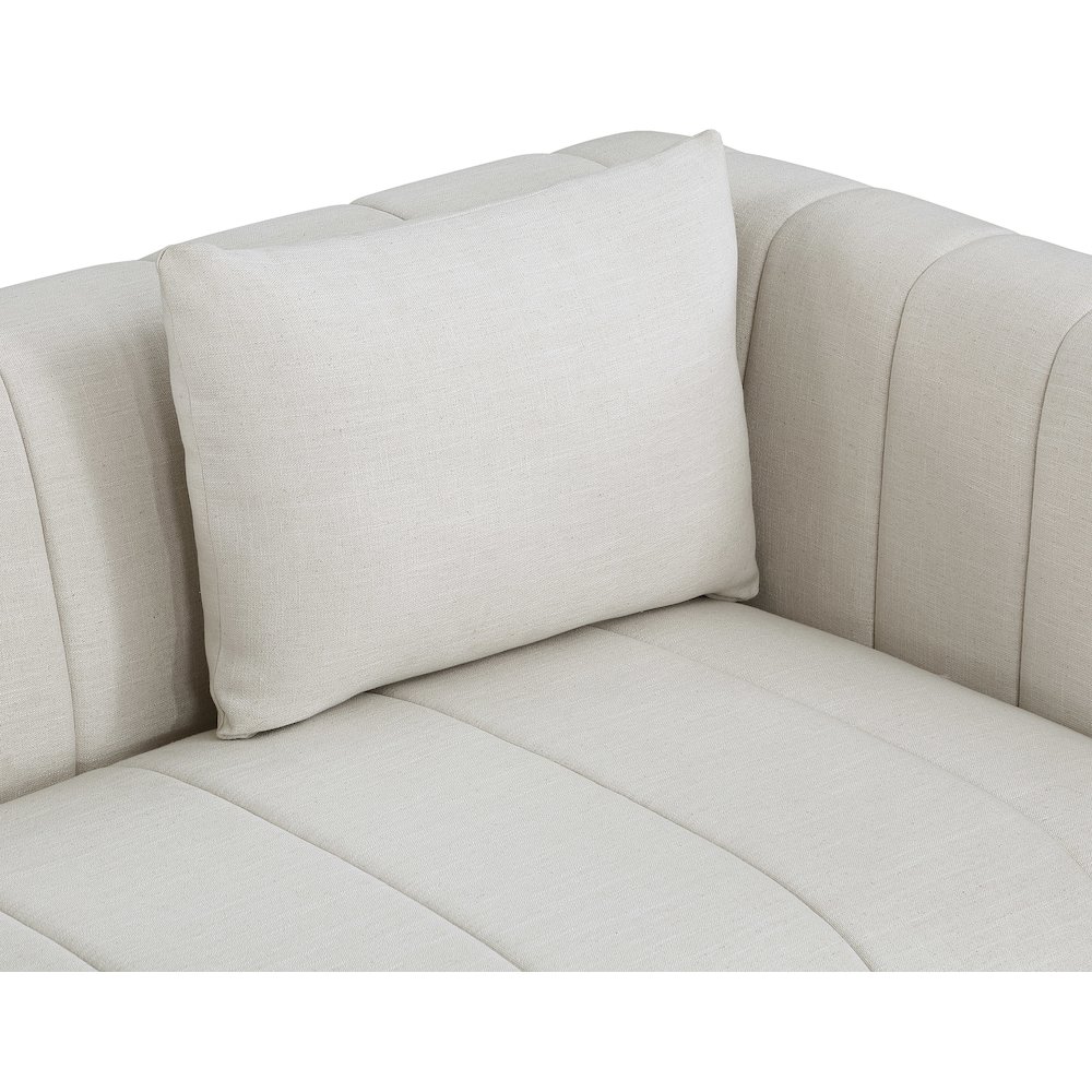 Lucia Beige Linen Textured Fabric Loveseat. Picture 5
