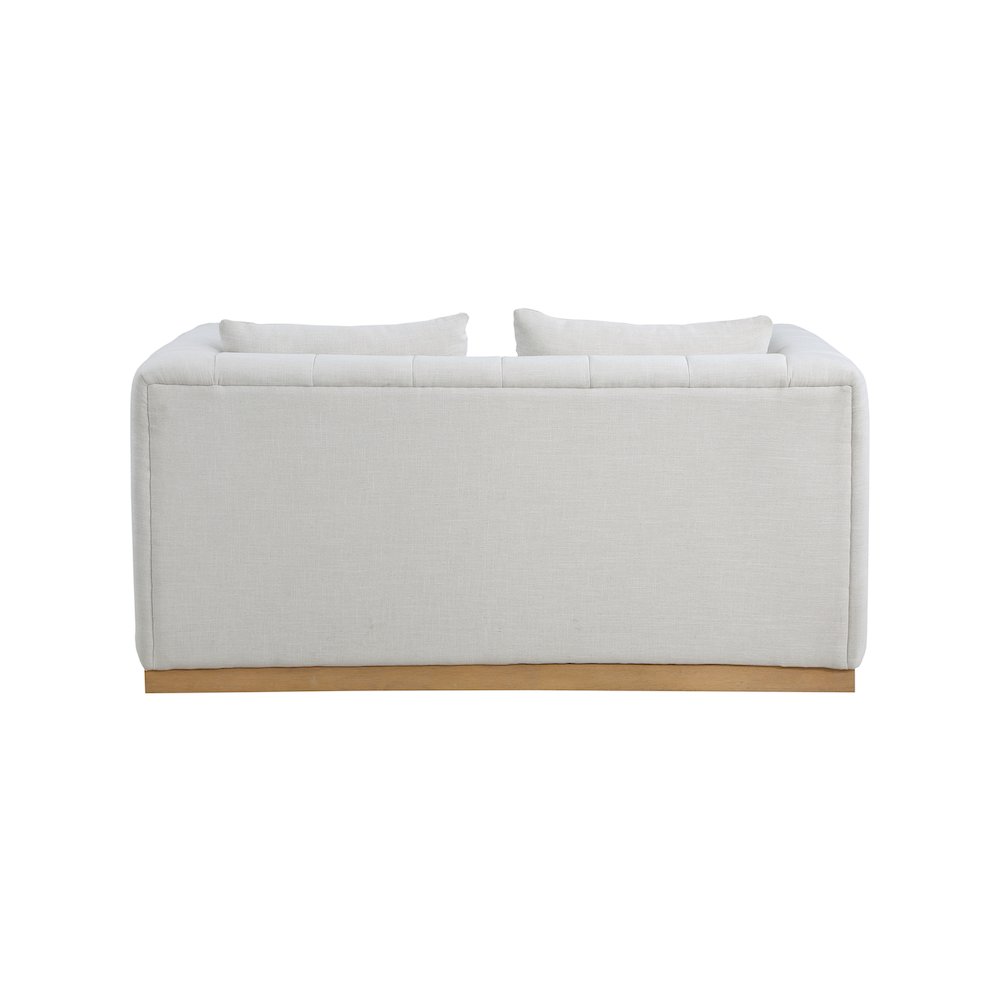 Lucia Cream Linen Textured Fabric Loveseat. Picture 2