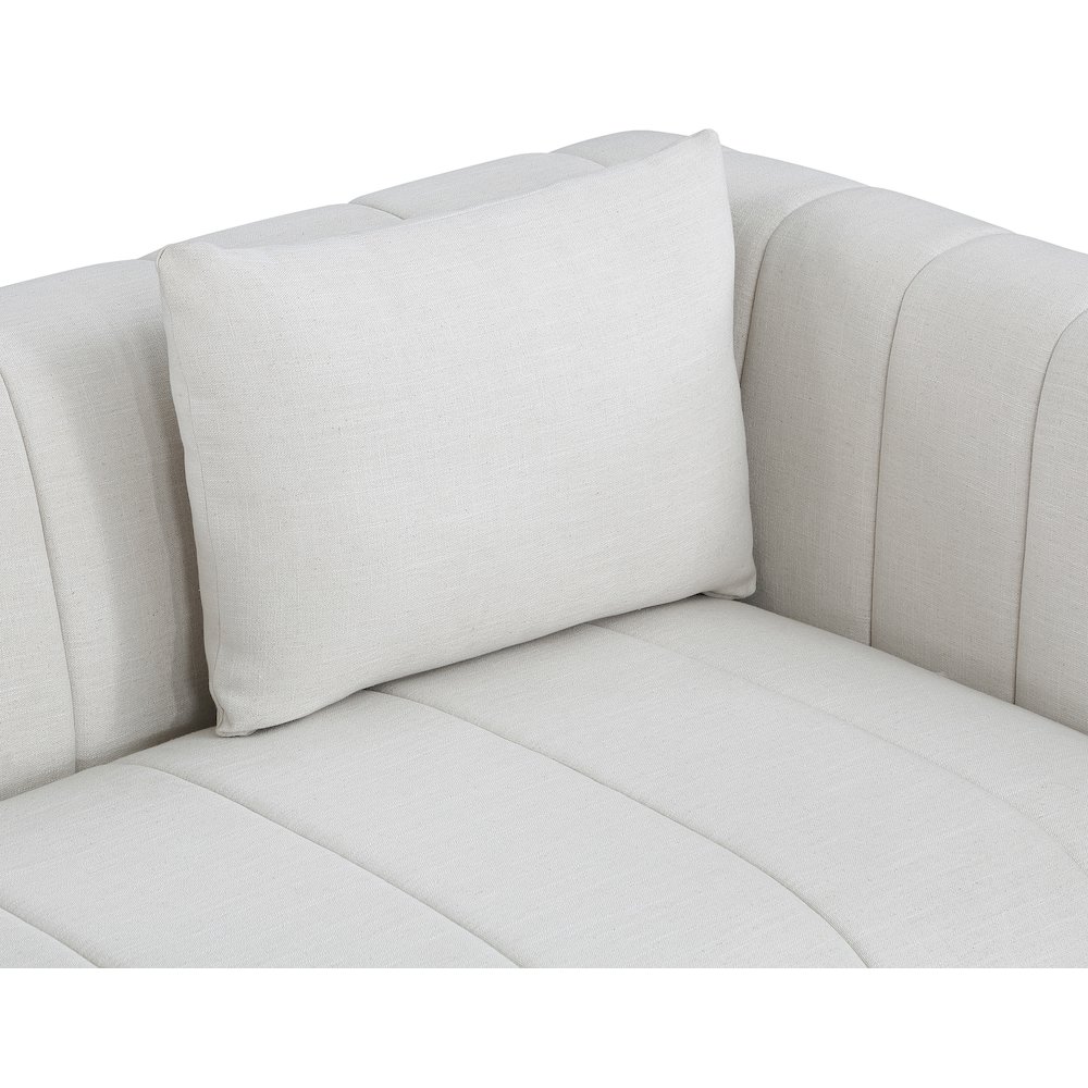 Lucia Cream Linen Textured Fabric Loveseat. Picture 5