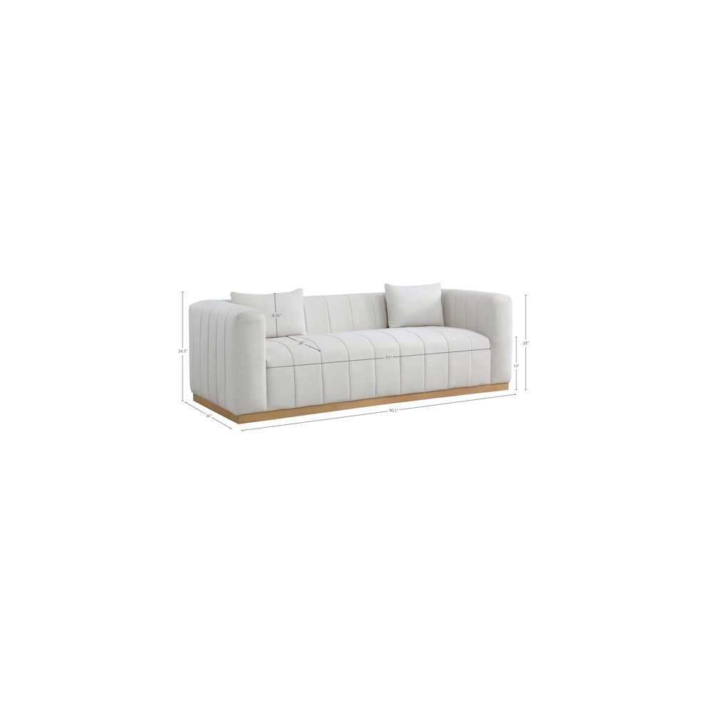 Lucia Cream Linen Textured Fabric Sofa. Picture 7
