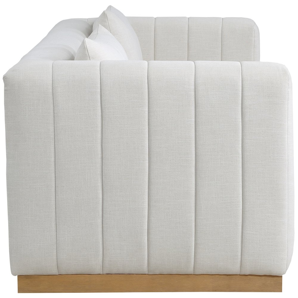 Lucia Cream Linen Textured Fabric Sofa. Picture 4