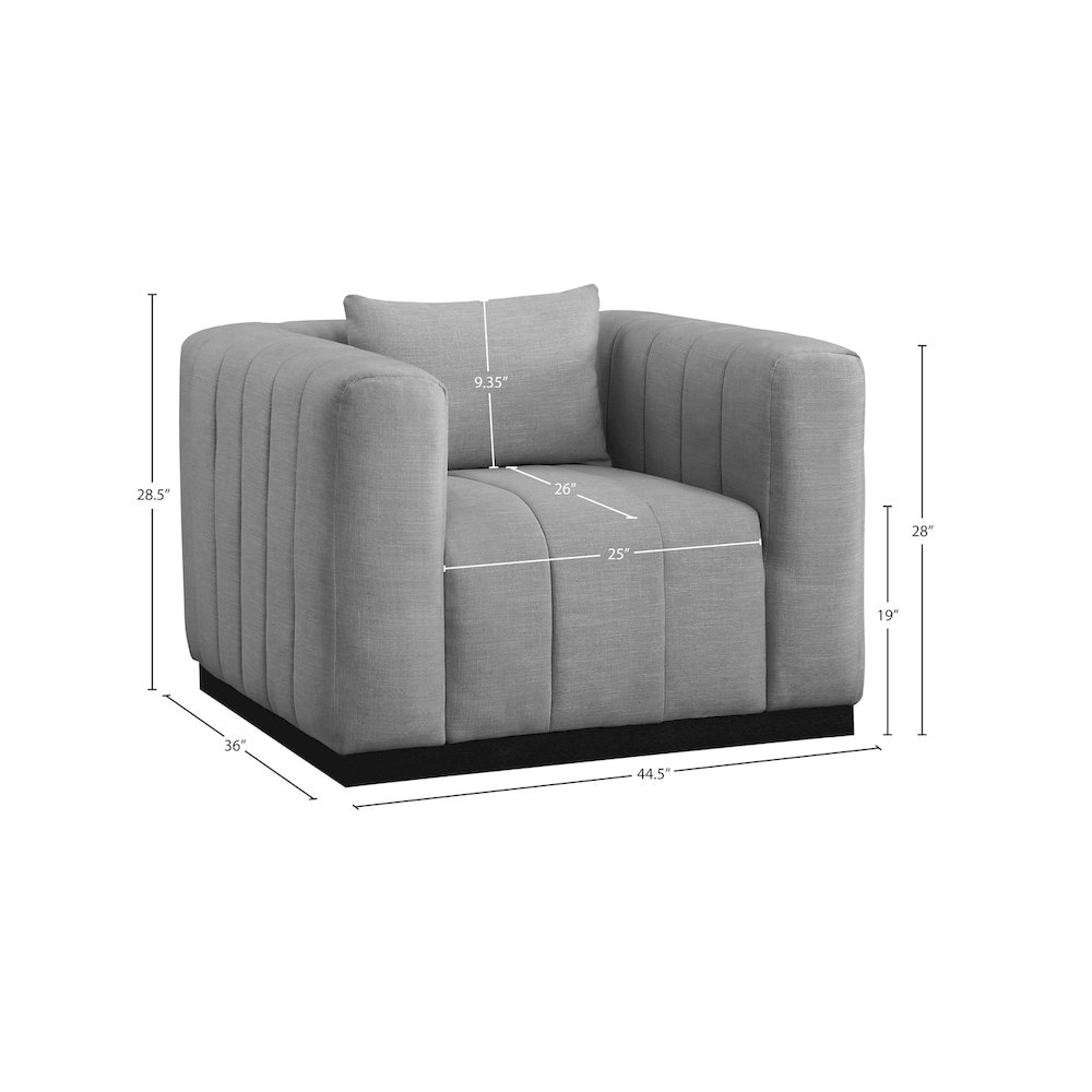 Lucia Grey Linen Textured Fabric Chair. Picture 7
