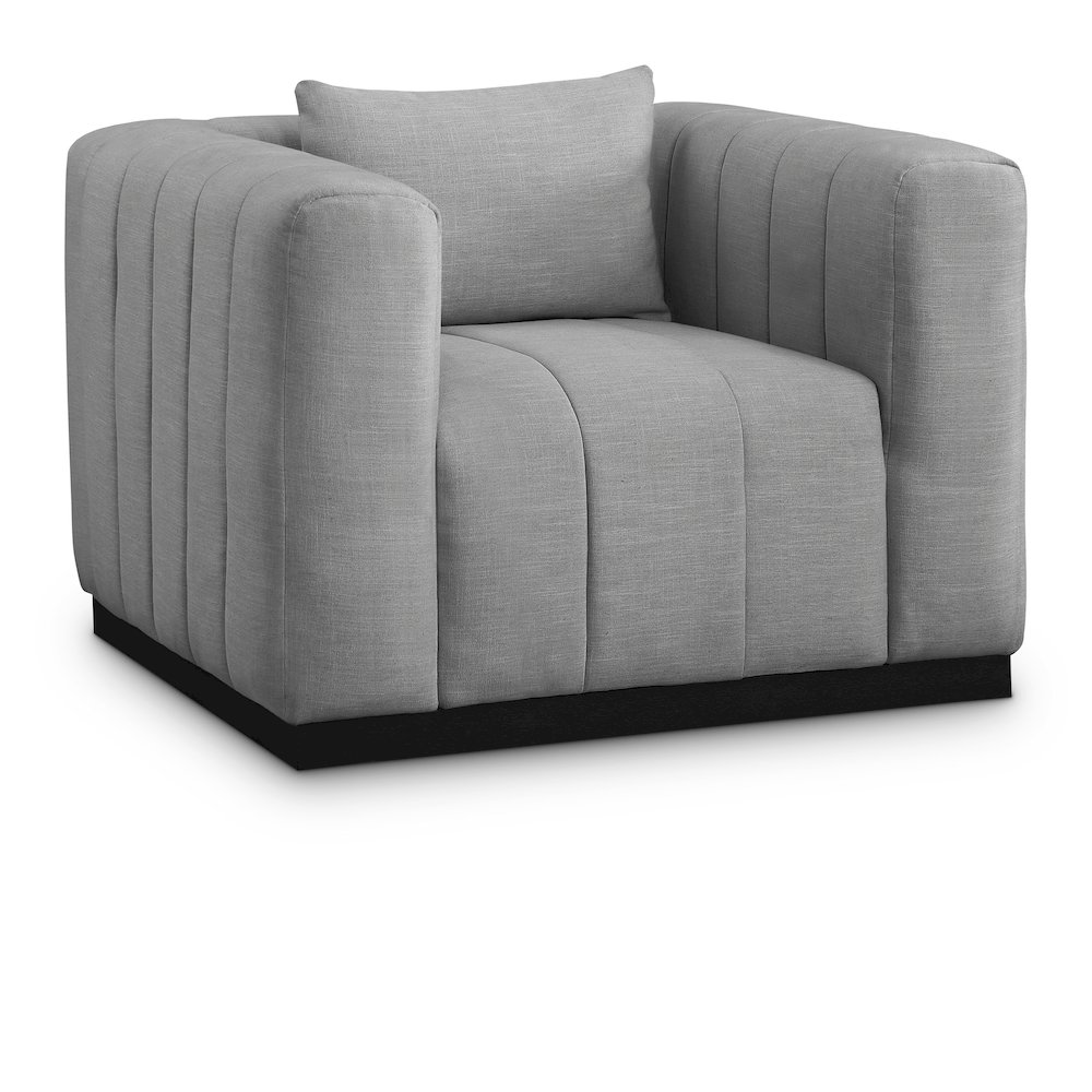 Lucia Grey Linen Textured Fabric Chair. Picture 1