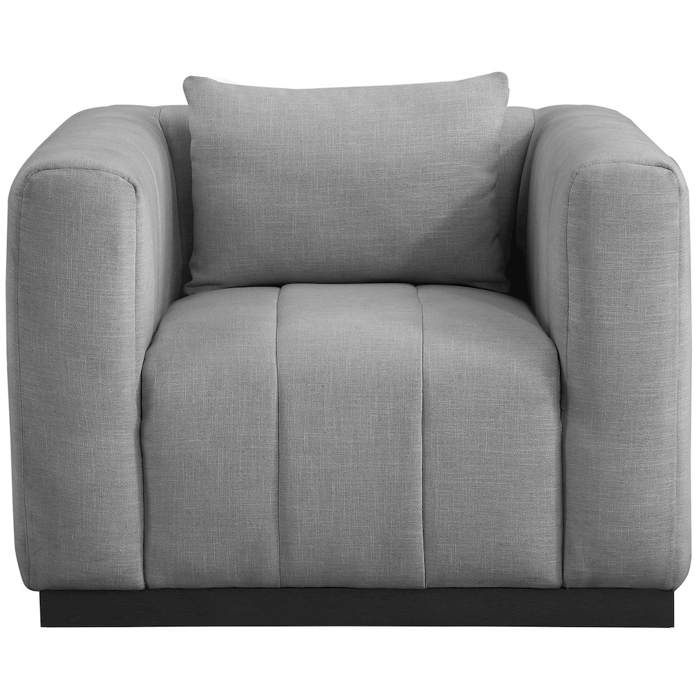 Lucia Grey Linen Textured Fabric Chair. Picture 3