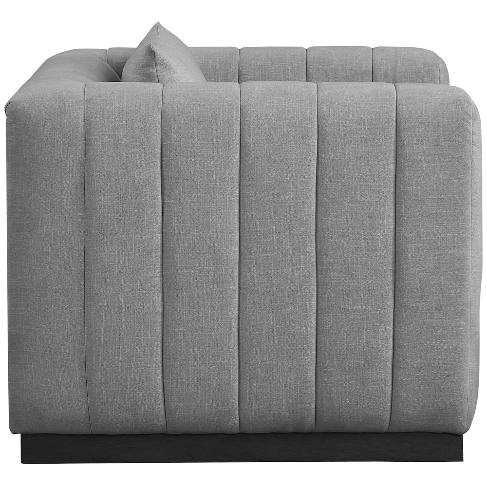 Lucia Grey Linen Textured Fabric Chair. Picture 4