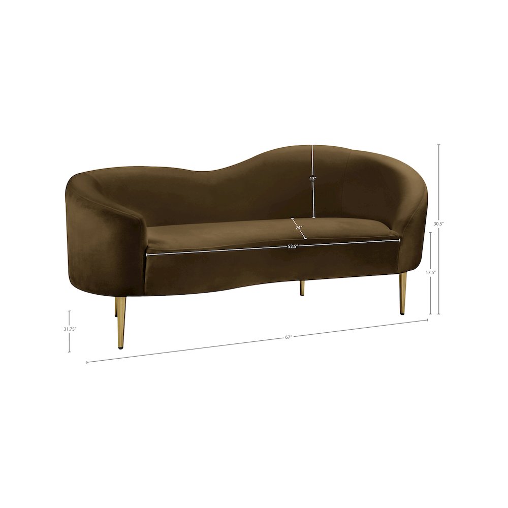 Ritz Brown Velvet Loveseat. Picture 7