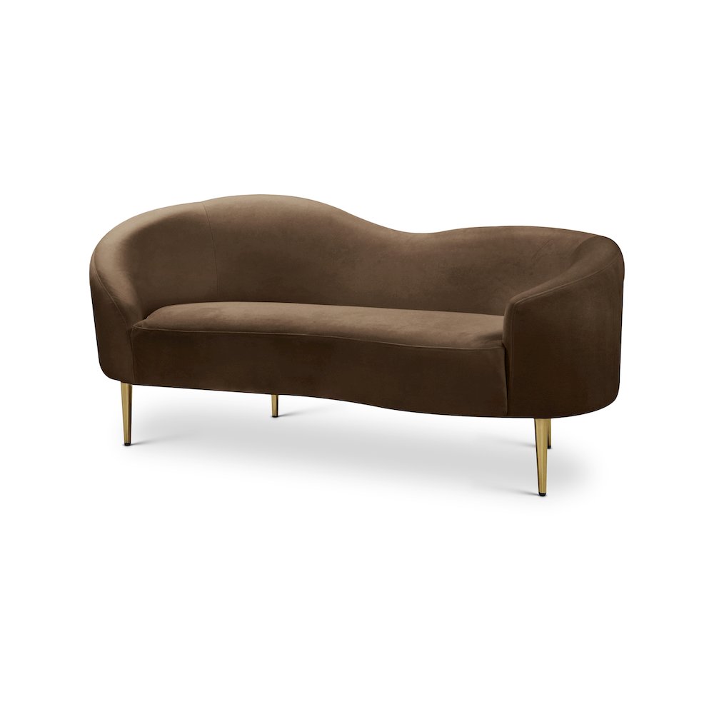 Ritz Brown Velvet Loveseat. Picture 1