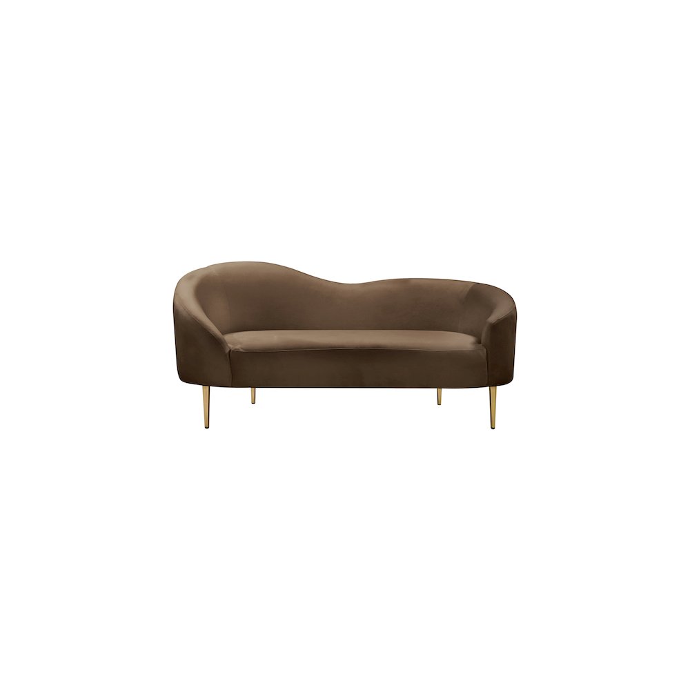 Ritz Brown Velvet Loveseat. Picture 2