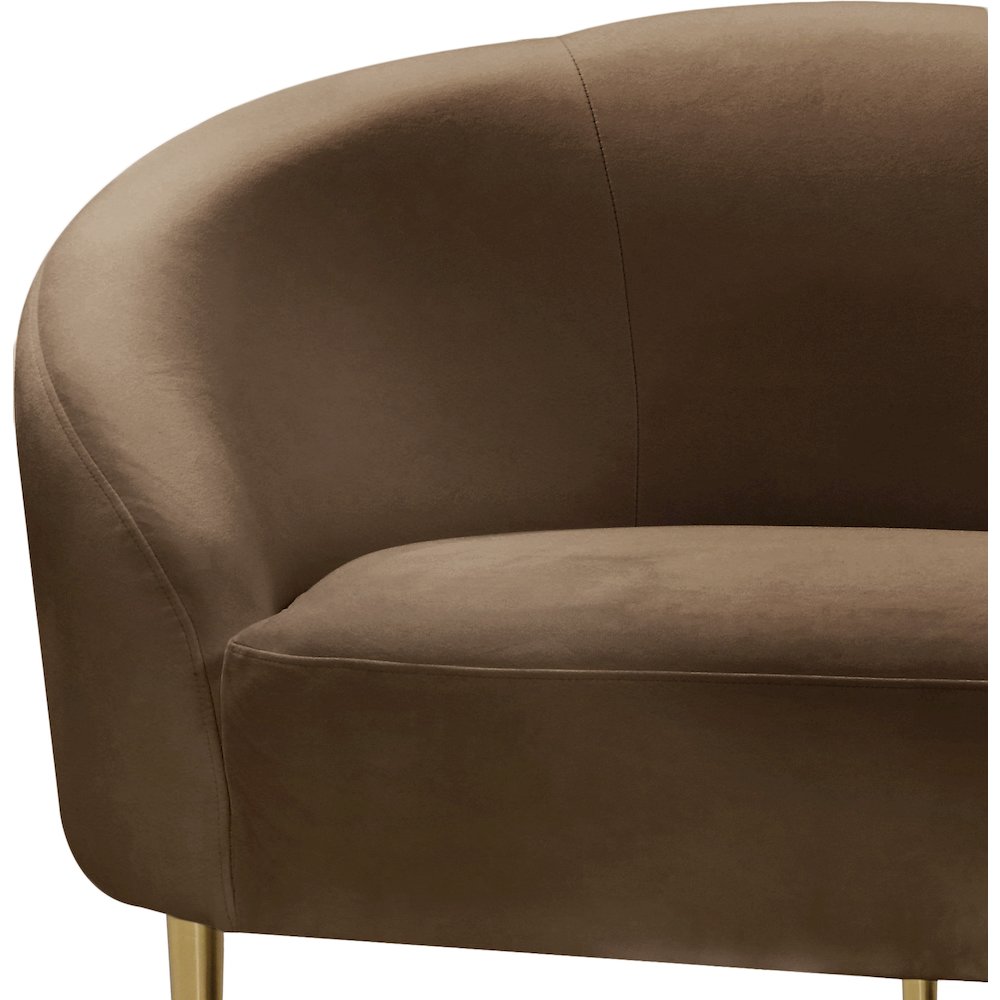 Ritz Brown Velvet Loveseat. Picture 3