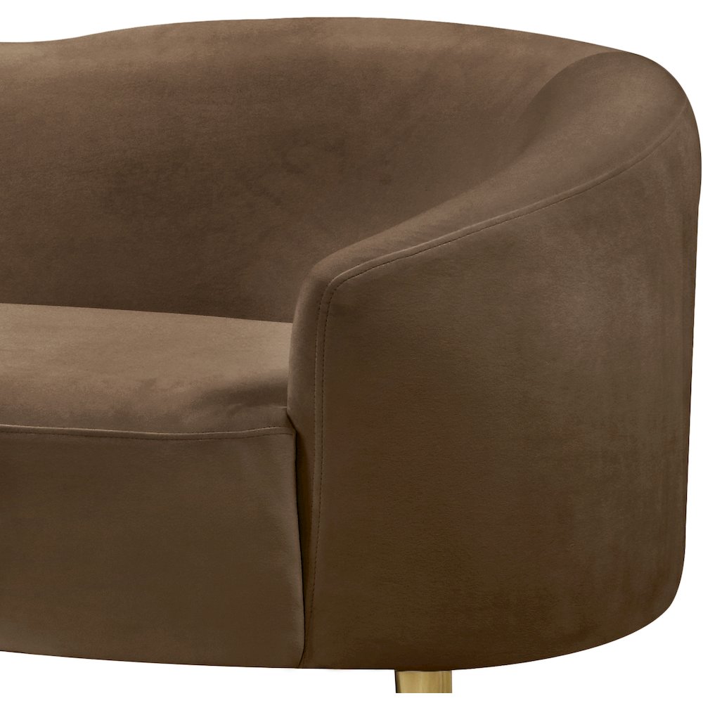 Ritz Brown Velvet Loveseat. Picture 4