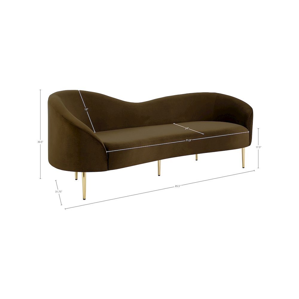 Ritz Brown Velvet Sofa. Picture 14