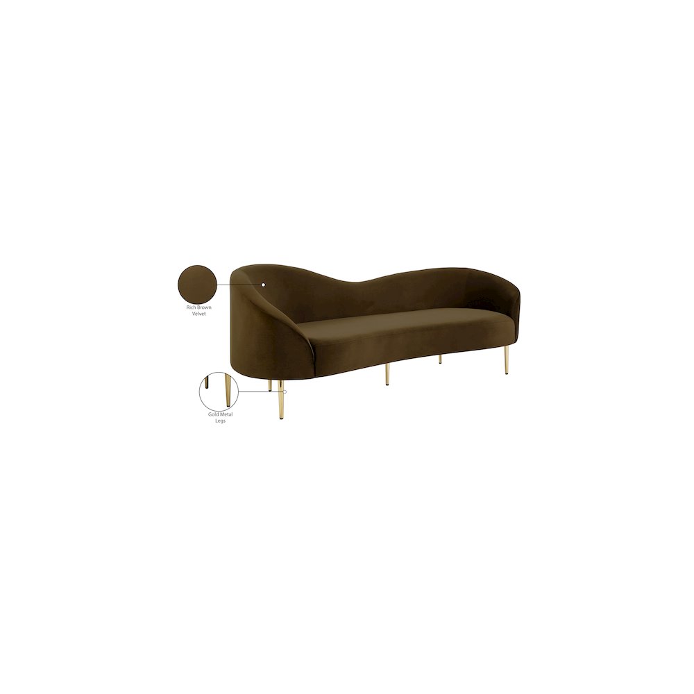 Ritz Brown Velvet Sofa. Picture 15