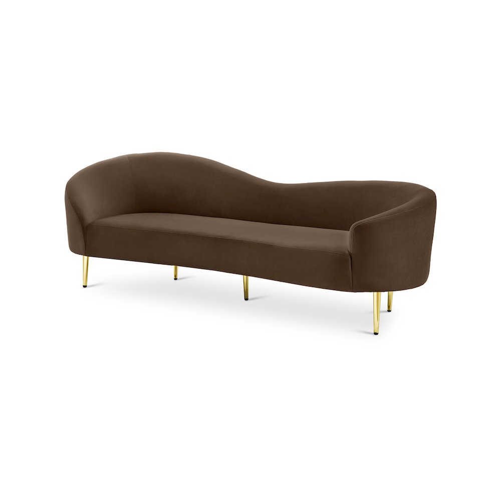 Ritz Brown Velvet Sofa. Picture 1