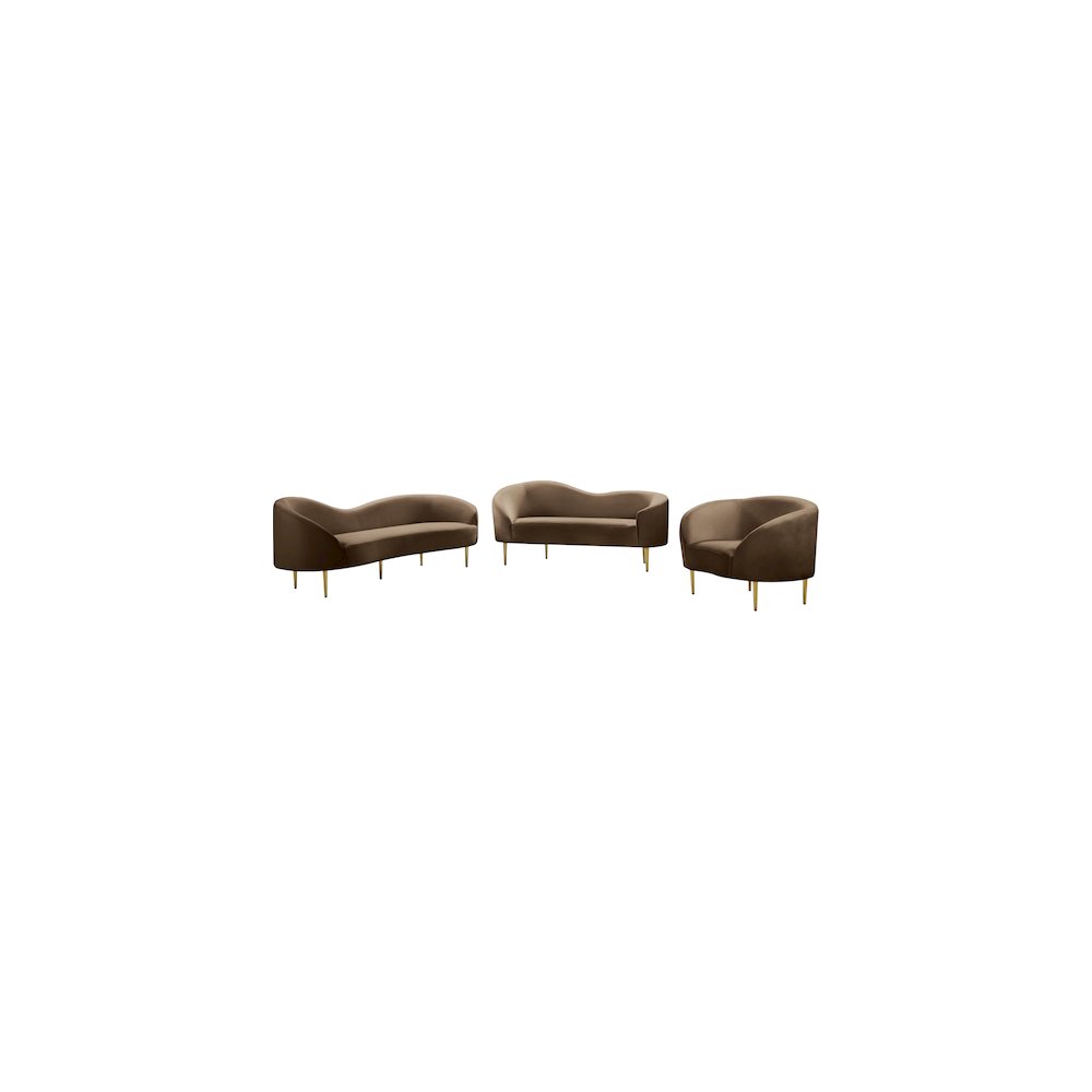 Ritz Brown Velvet Sofa. Picture 12
