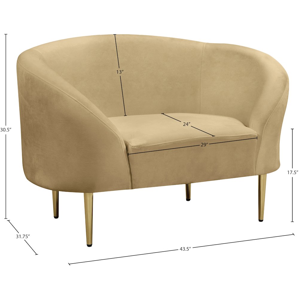 Ritz Camel Velvet Chair. Picture 7