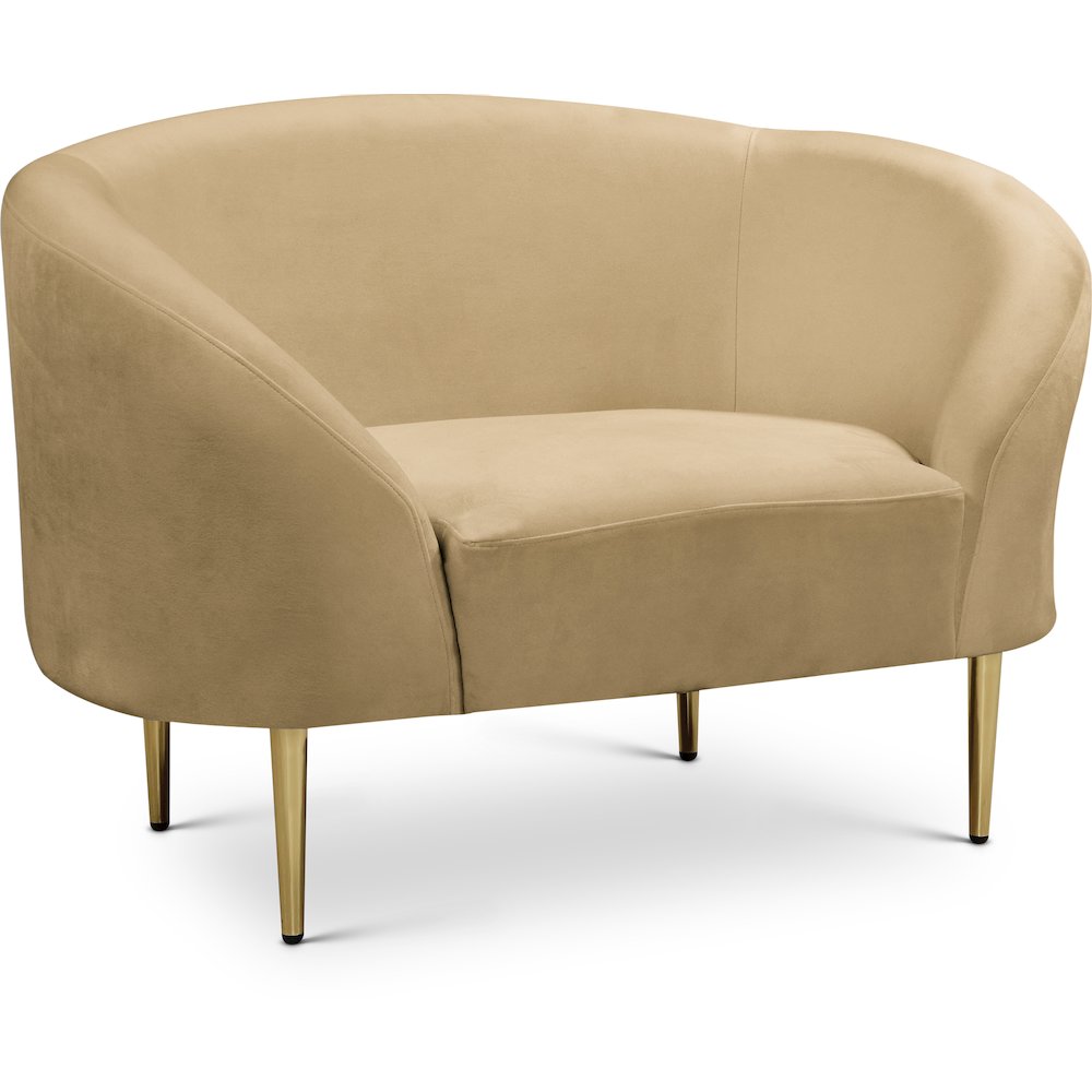 Ritz Camel Velvet Chair. Picture 1