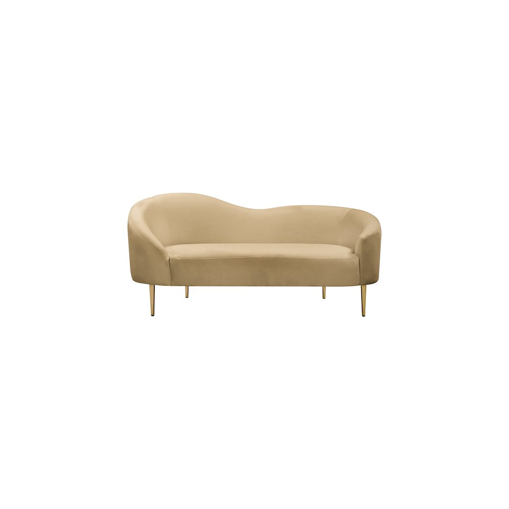 Ritz Camel Velvet Loveseat. Picture 2