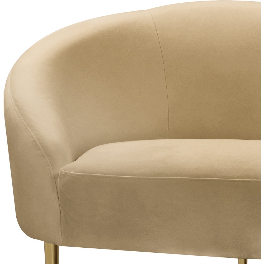 Ritz Camel Velvet Loveseat. Picture 3