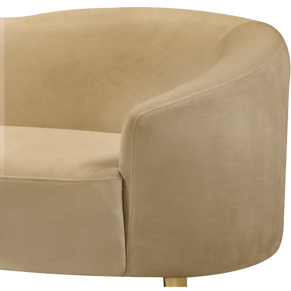 Ritz Camel Velvet Loveseat. Picture 4