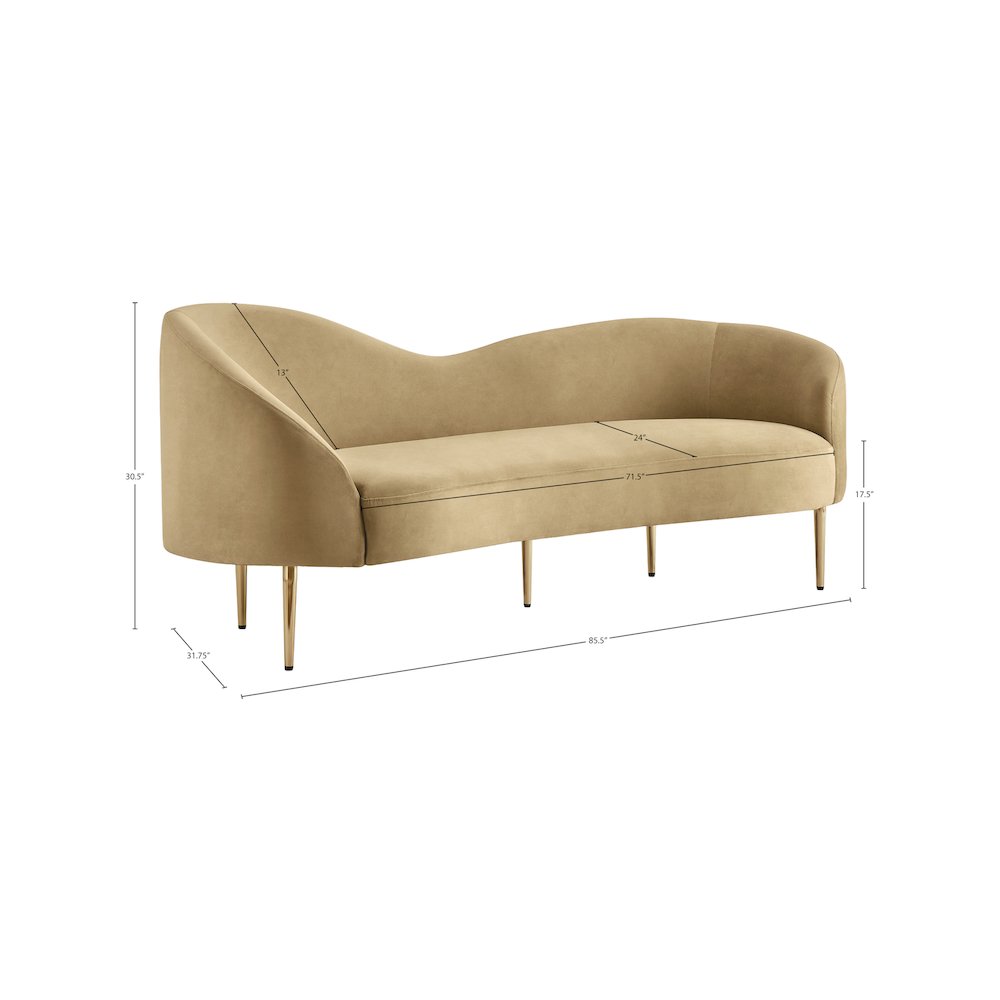 Ritz Camel Velvet Sofa. Picture 12