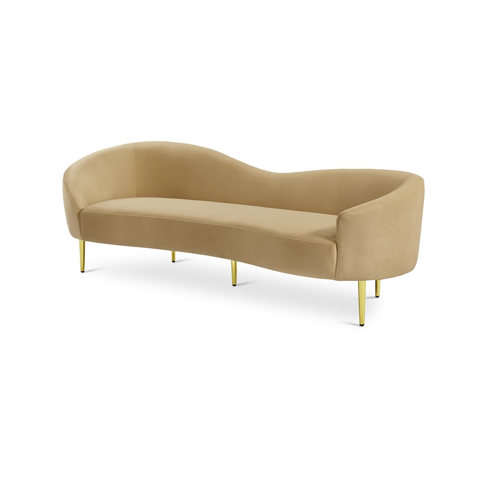 Ritz Camel Velvet Sofa. Picture 1