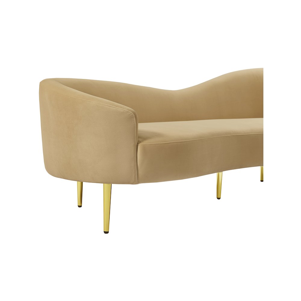Ritz Camel Velvet Sofa. Picture 6