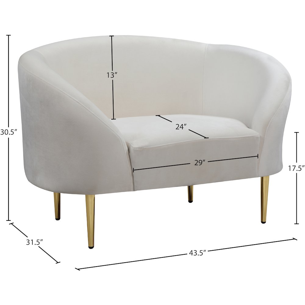 Ritz Cream Velvet Chair. Picture 7