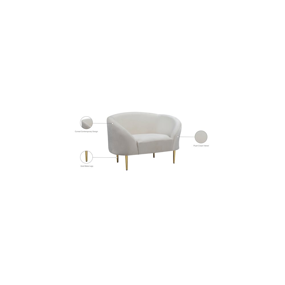 Ritz Cream Velvet Chair. Picture 8