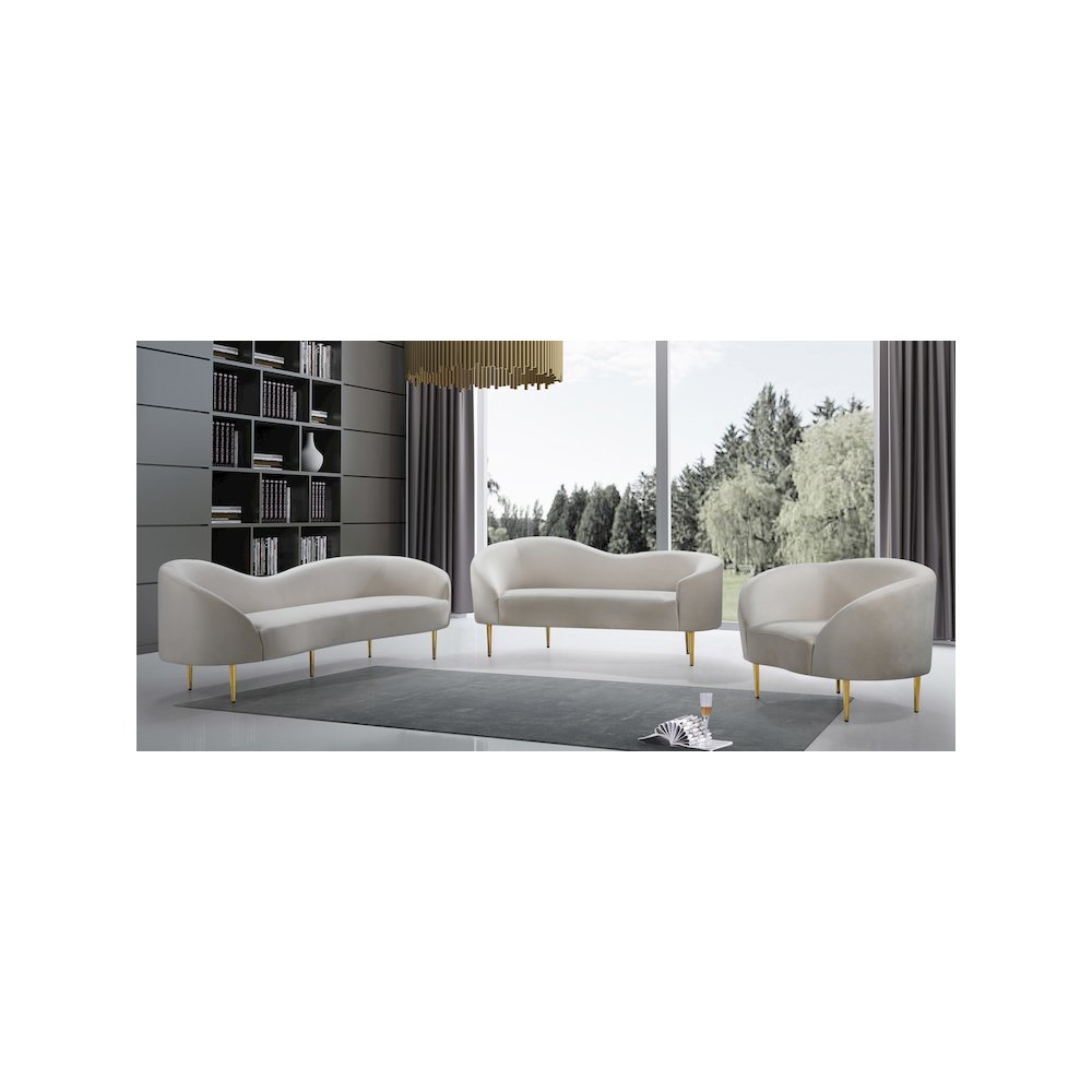 Ritz Cream Velvet Chair. Picture 6
