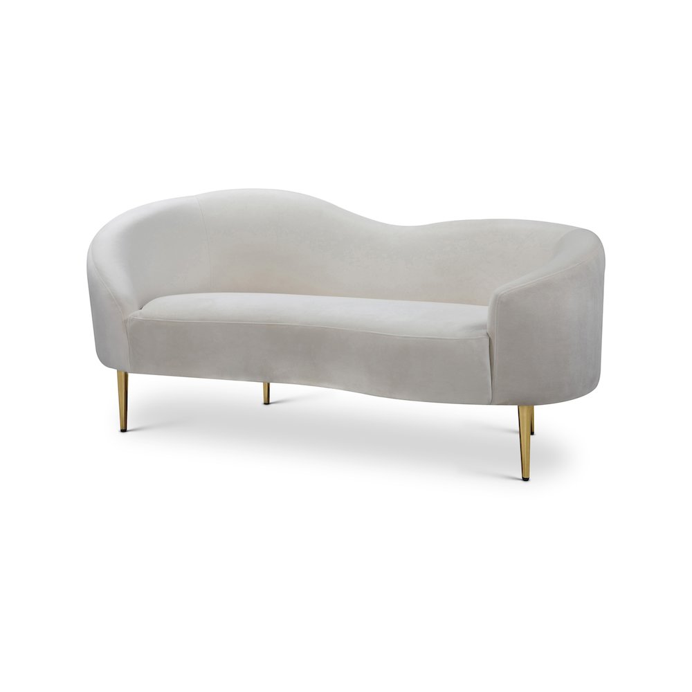 Ritz Cream Velvet Loveseat. Picture 1