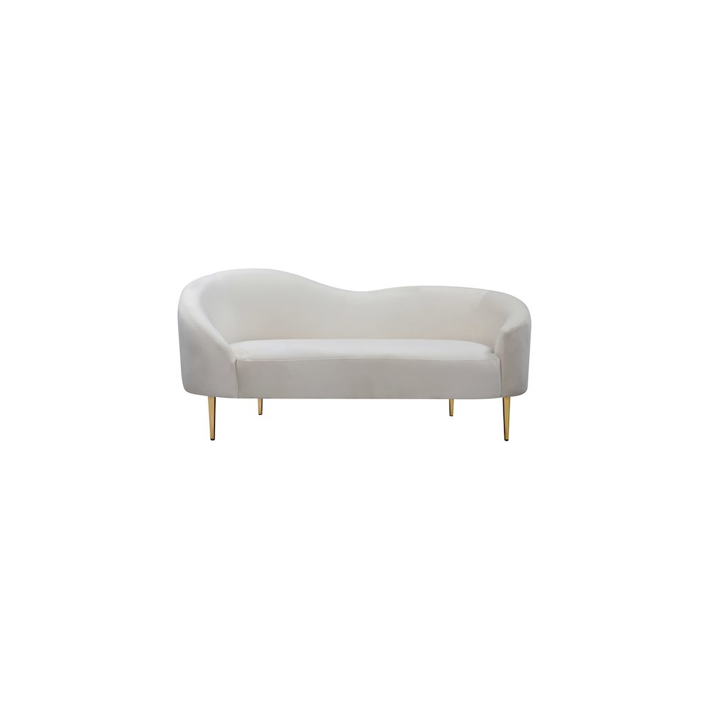 Ritz Cream Velvet Loveseat. Picture 2