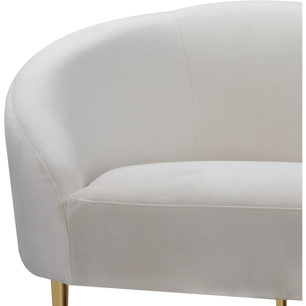 Ritz Cream Velvet Loveseat. Picture 3