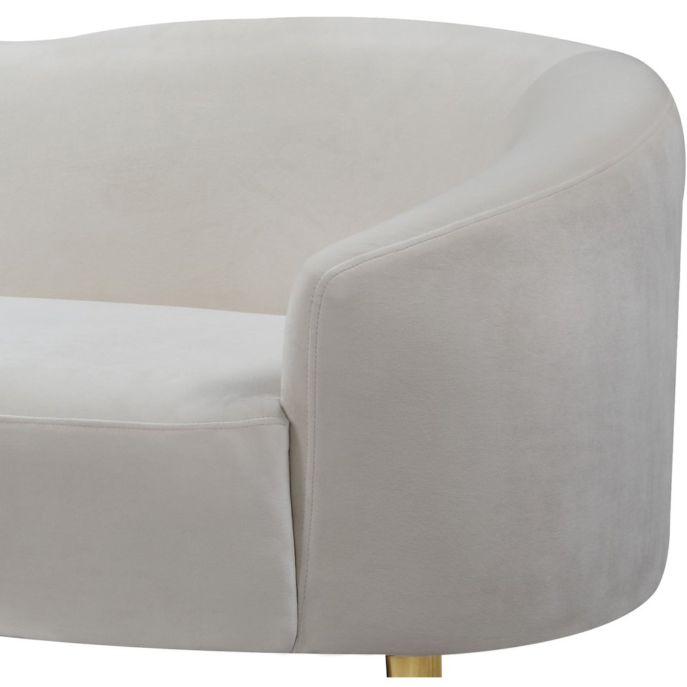 Ritz Cream Velvet Loveseat. Picture 4
