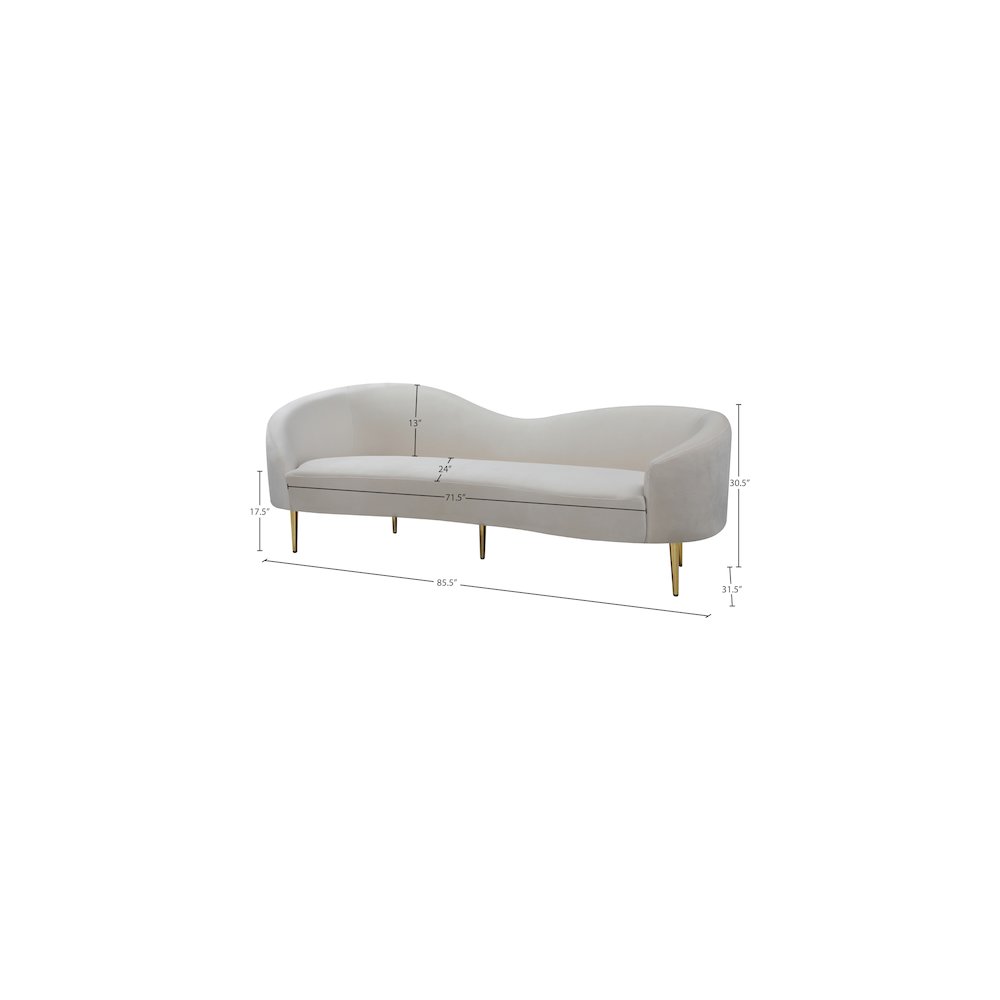 Ritz Cream Velvet Sofa. Picture 8