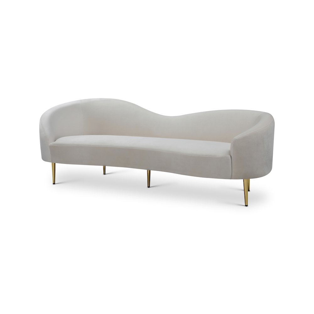 Ritz Cream Velvet Sofa. Picture 1