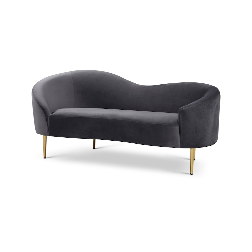 Ritz Grey Velvet Loveseat. Picture 1