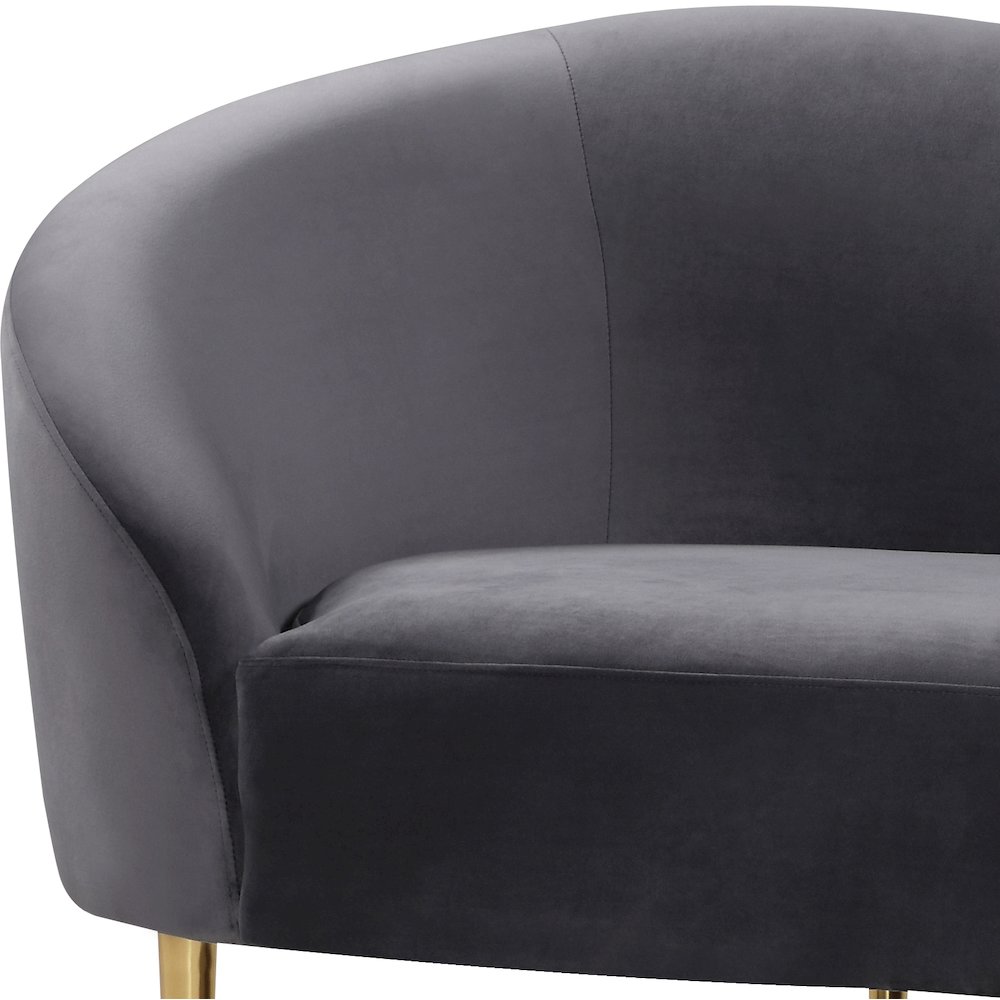 Ritz Grey Velvet Loveseat. Picture 3