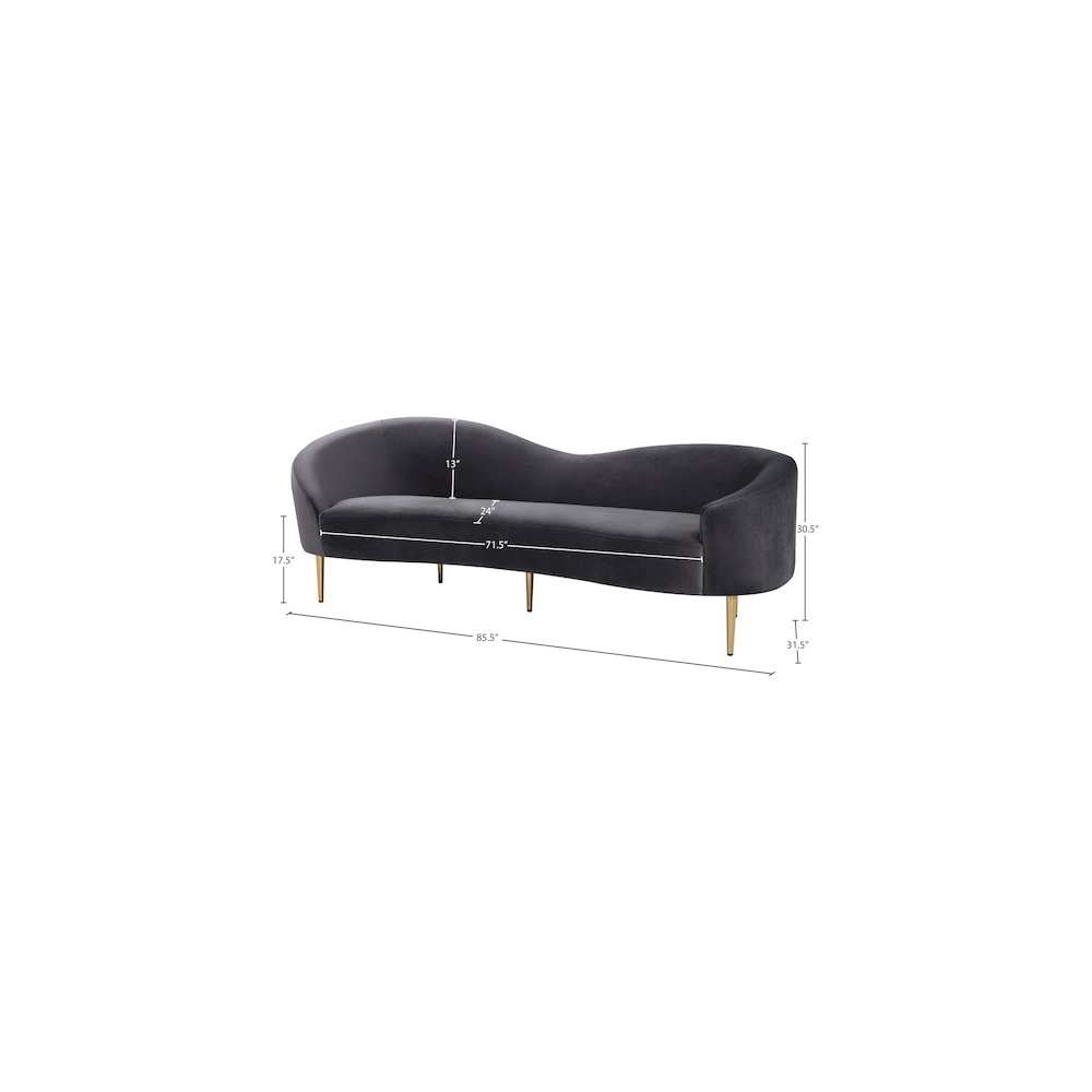 Ritz Grey Velvet Sofa. Picture 8
