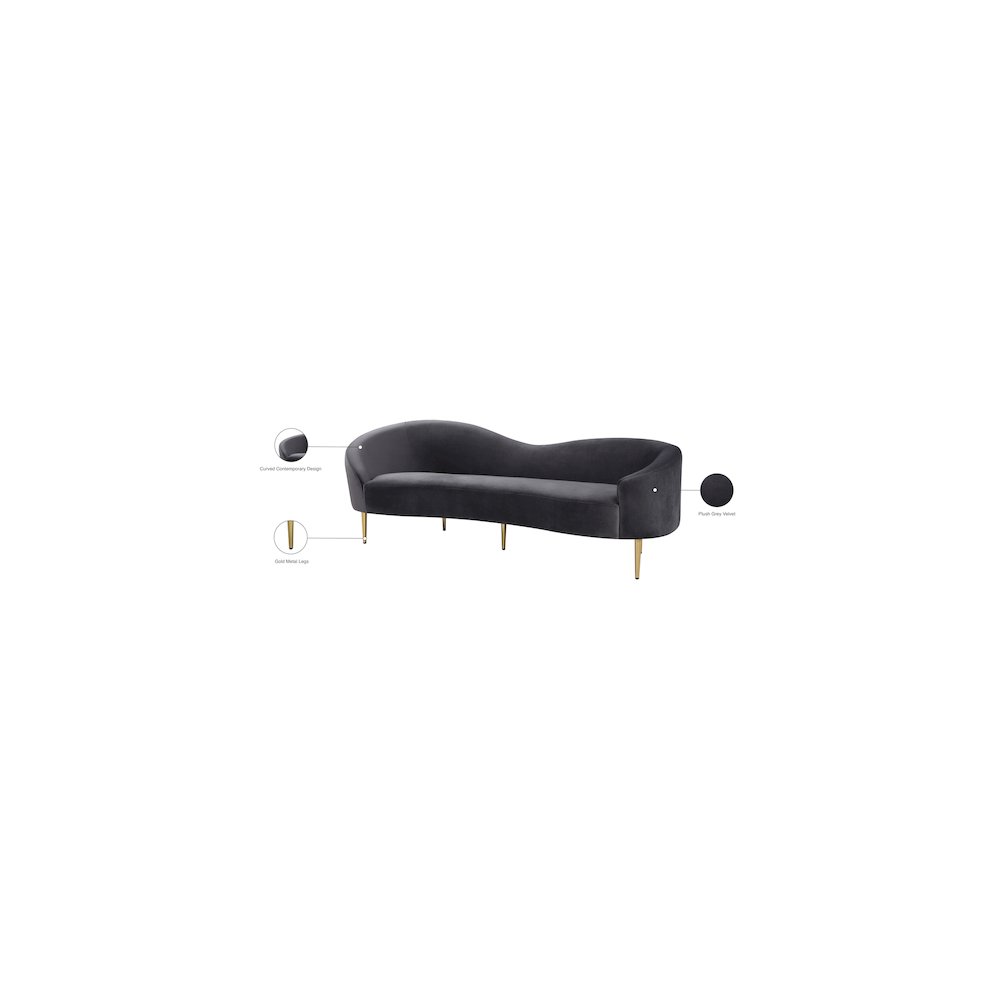 Ritz Grey Velvet Sofa. Picture 9