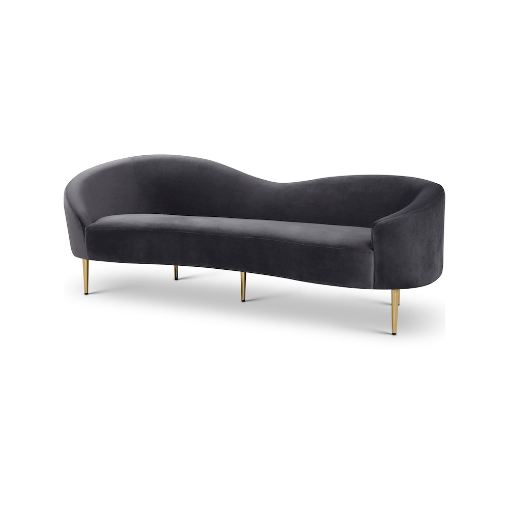 Ritz Grey Velvet Sofa. Picture 1